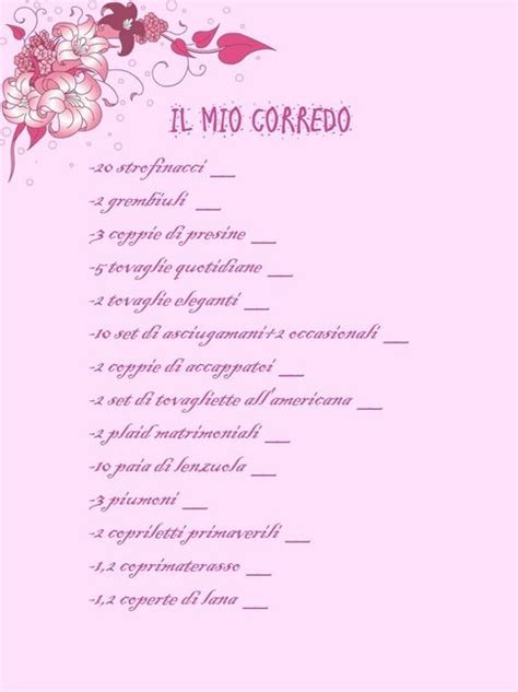 corredo sposa lista